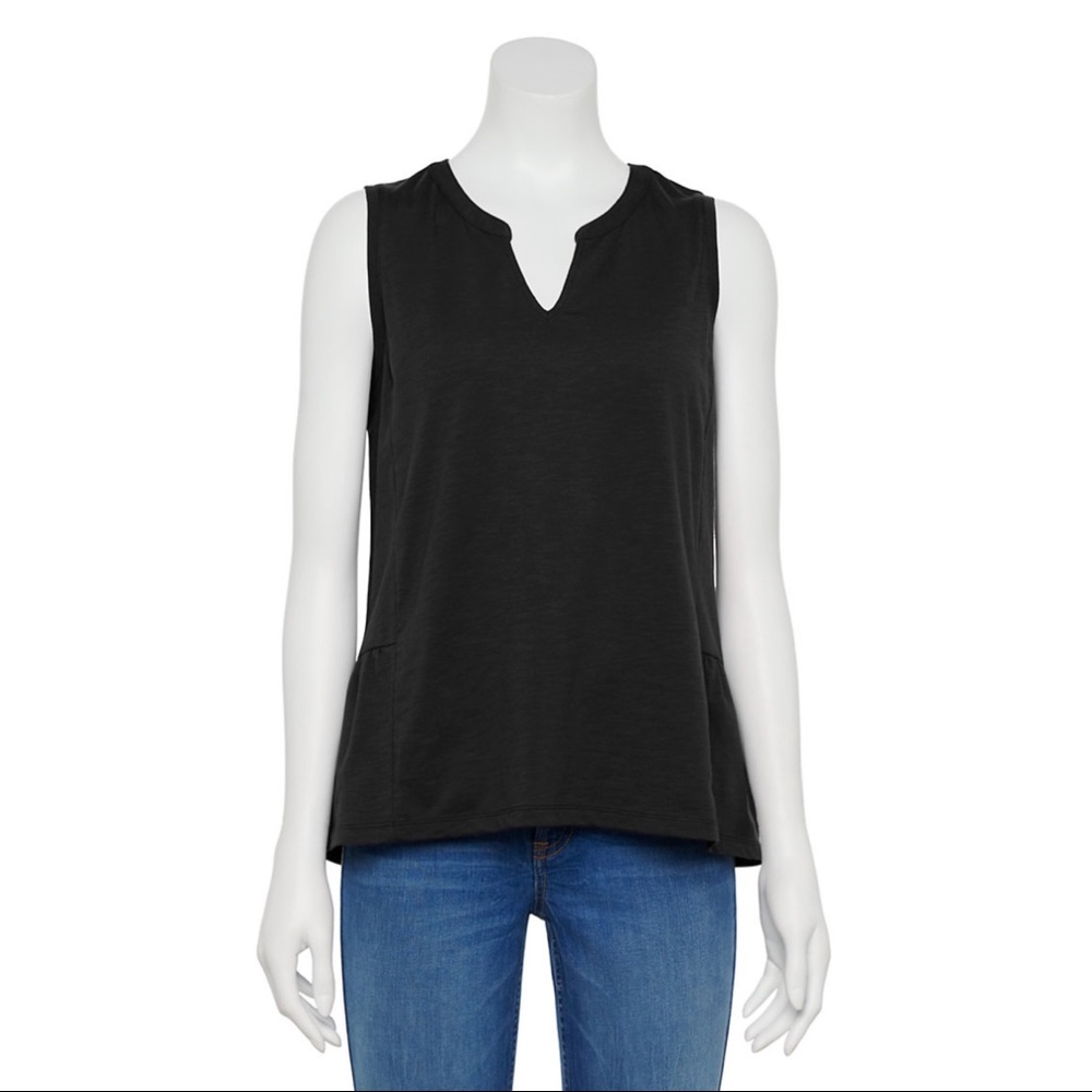 NWT Sonoma Goods For Life Peplum Tank Black Size XS